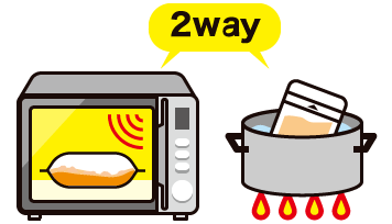 電子レンジと湯煎イメージ
