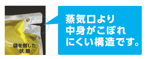 蒸気口より中身がこぼれにくい構造です。